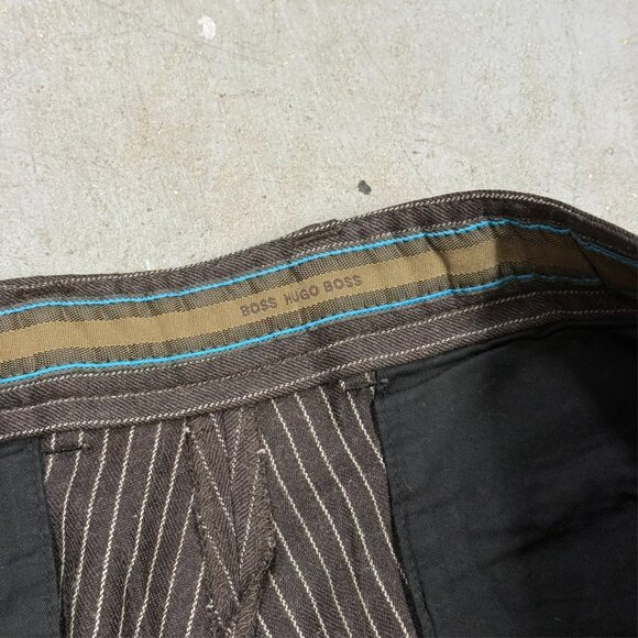 Hugo Boss Dress Pants Striped Wool Trousers "Baxter" Brown 36x32 - Picture 4 of 10